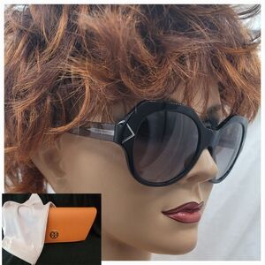 NWT Tory Burch Black Frame Gray Gradient Sunglasses TY7116 171711 53